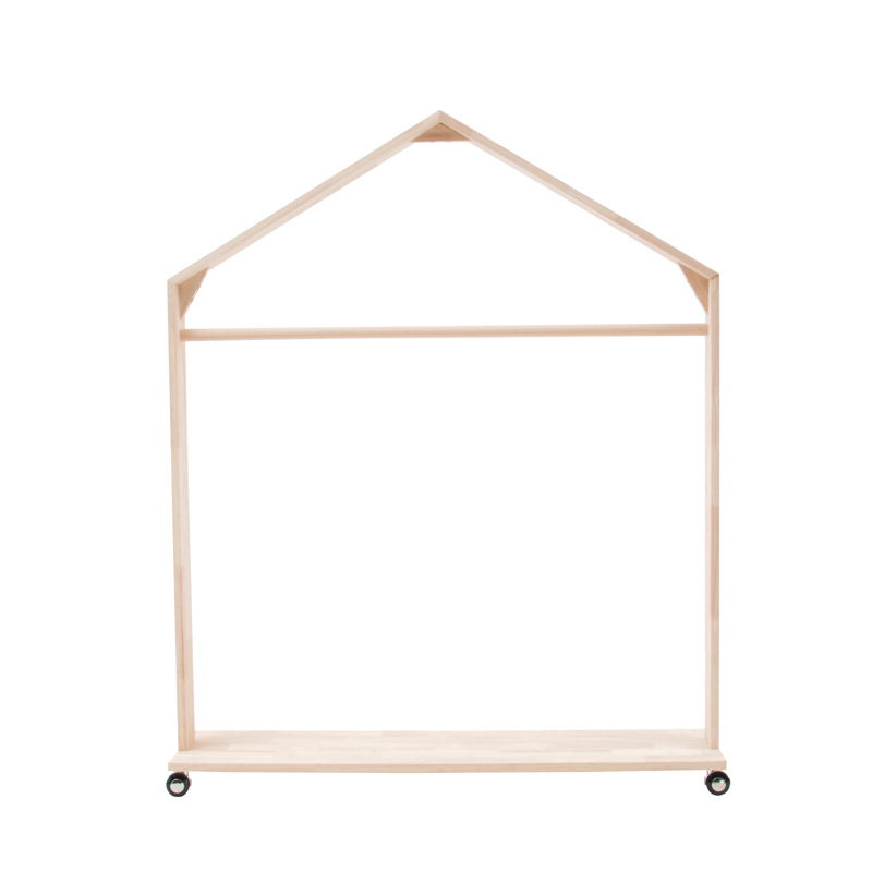 Factory Wholesale Wood Children&#39;s Wardrobe Wood Baby Storage Wardrobe Wood Clothing Garment Rack Kid Home Bedroom 